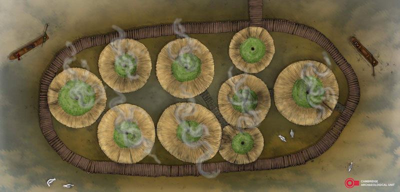 Artist’s impression of an overhead view of Must Farm.